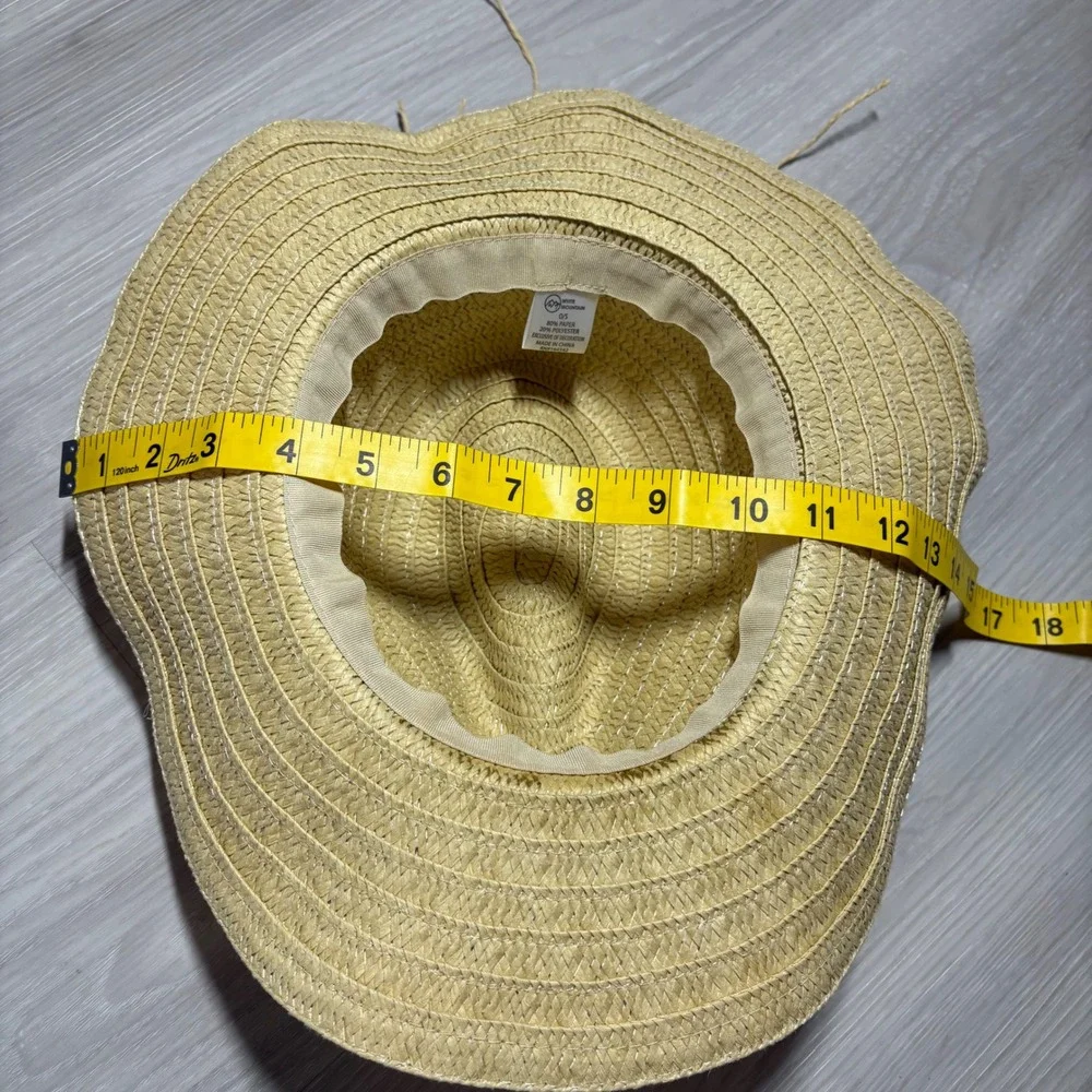 White Mountain Hat Womens Tan Straw Cowboy Hat Beaded Western Sun Hat OS